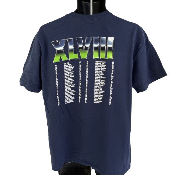 Mens Nike Seattle Seahawks Super Bowl XLVIII Champs T-Shirt Sz L - Picture 4 of 8